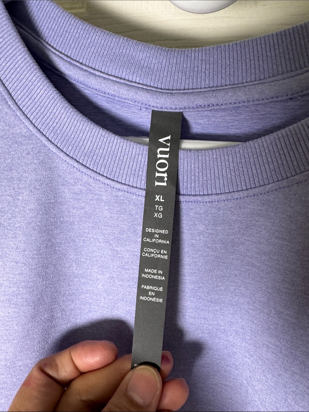 Vuori Halo Modern Crew Hyacinth Heather Women’s Sweater Sz XL NWT - Picture 2 of 5